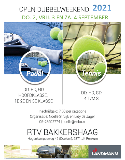 Appel en de Jong Bakkershaag Tennis en Padel Dubbelweekend 2021