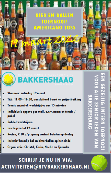 Bier en Ballen Americano Toernooi – 19 maart 2022
