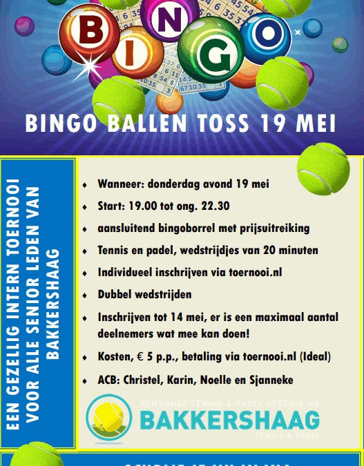 BingoBallenToss op donderdagavond 19 mei!